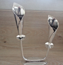 Danish Calla Lily Candlesticks  Silver Plate  Mid Century  Hans Jensen   Denmark
