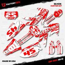 Red & White Slick Racing Graphics kit fits Honda Crf450X 05-18 Crf 450X 450