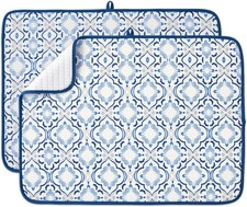 Moroccan Tile Dish Drying Mats 2 Pack 18x24in Microfiber Quick Dry Absorbent
