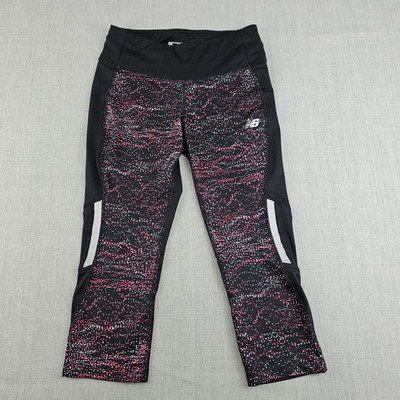 New Balance NB Dry Damen Cropped Capri Leggings Gr. S Schwarz Pink Laufen Gym