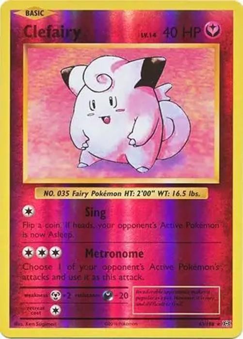 Clefairy - 63/108 - Pokemon Evolutions XY Reverse Holo Rare Card NM