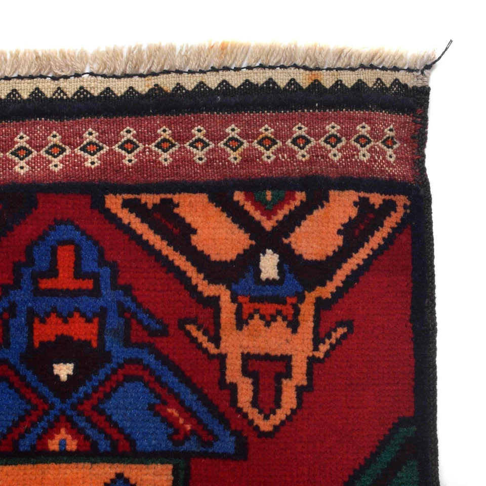 Alfombra tradicional afgana tejida a mano 3'8x6'6 pies alfombra pictórica paisaje pueblo 11658 Foto 3 de 4