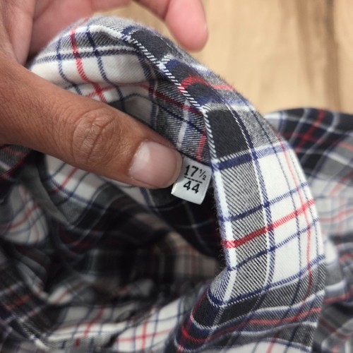 Eleventy Shirt Mens 17.5 44 Plaid Pearl Snap Long Sleeve Casual Multicolor - Picture 6 of 11