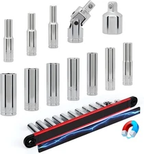 12-Piece 1/4" Drive SAE Long Socket Set 3/16" - 9/16" with 1 Piece Magnetic... 