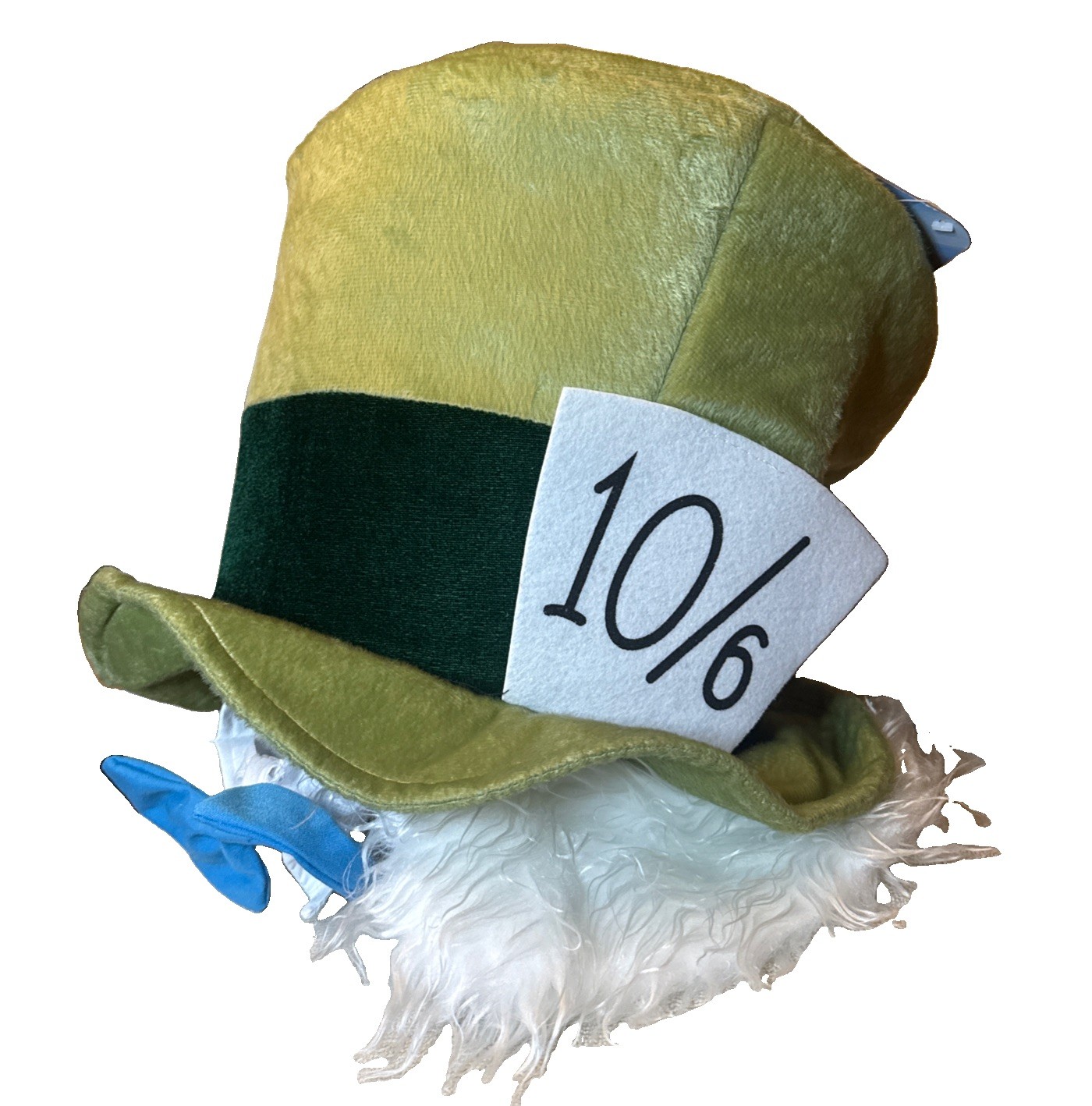 Disney Alice In Wonderland Mad Hatter Plush Green Velvet Top Hat 10/6 Costume