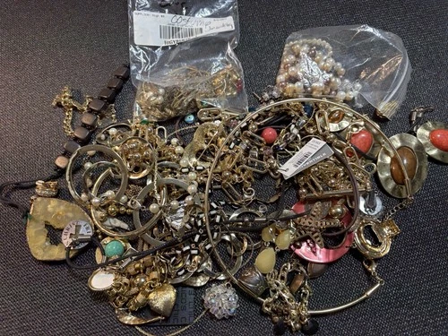 Vintage To Now Tangled Costume Jewelry Lot Mixed,Gold/Silver Tone,Crafts +1LB