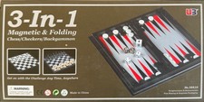 Schachspiel, 3-in-1 Backgammon Faltbares Magnetisches Schachspiel Tragbar