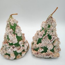 Pair Of Vintage Christmas Tree Candles With Flocking 5.5"