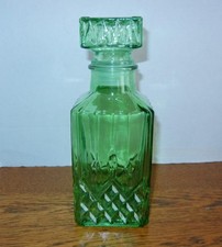 Square Green Glass Heavy Liquor Decanter Bottle