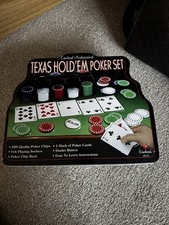 200 Poker Chips Texas Hold'em Set with 2 Decks Playing Cards Gaming Mat & Box