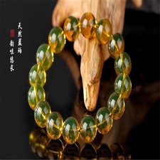 Blue Resin Bracelet 12mm 17 Beads Natural Raw Stone Unisex Hand Strung Jewelry
