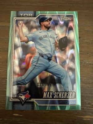 2026 Topps Chrome Aqua Refractor #148 Max Scherzer /199 Toronto Blue Jays