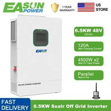 Easun 6.5KW Solar Hybrid Inverter Off Grid 48V 120A MPPT Pure Sine Wave w/Wifi