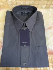 New Nautica Men  s Dress Shirt In Graphite Size 16 32/33