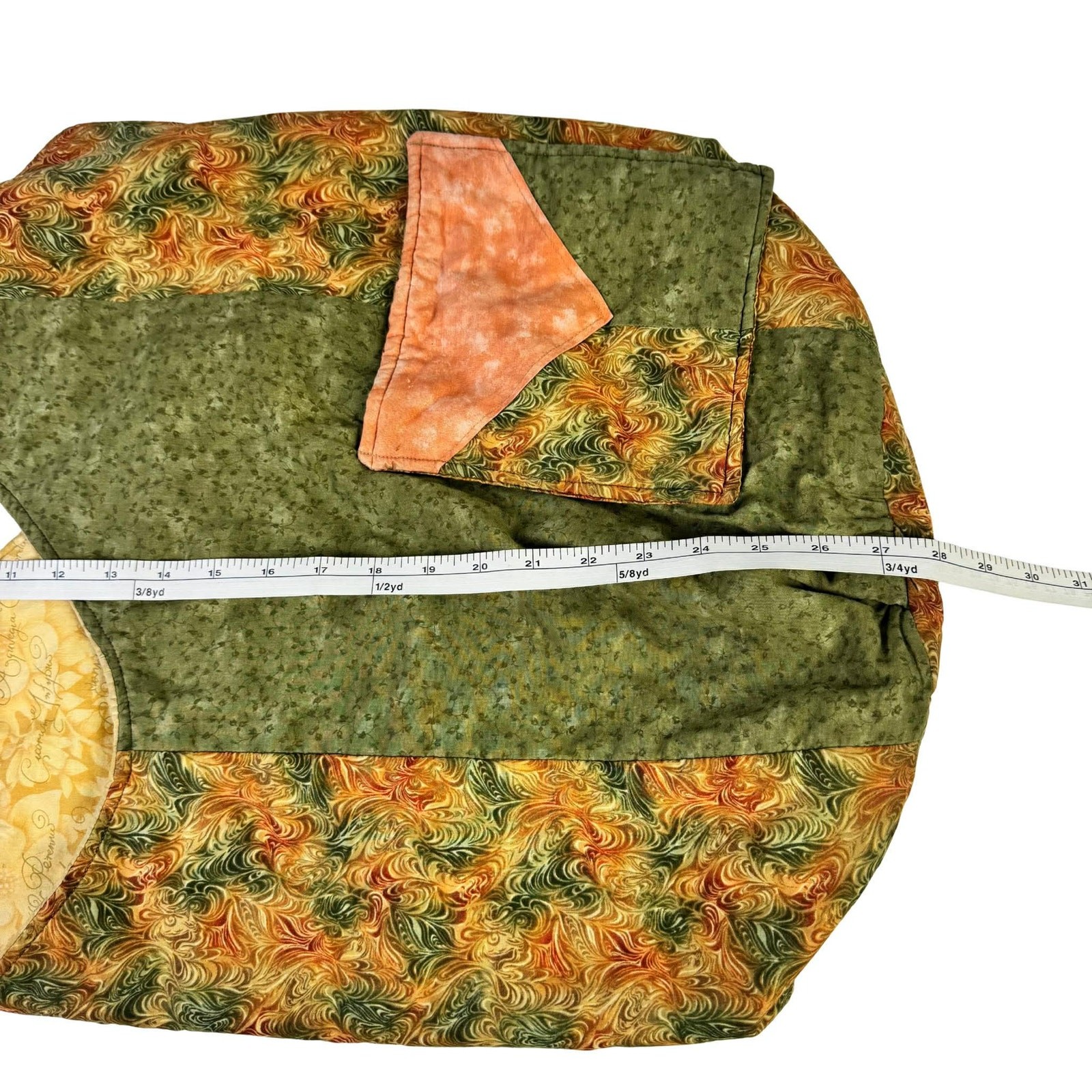 Patchwork Boho Sling Tote Bag Handmade Peach Gree… - image 7