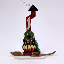 Vintage Emgee Hawaii Christmas Dachshund Dogs Stove Stocking Wood Ornament
