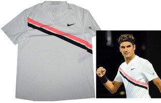 Mens Nike Federer Tennis Henley shirt L Australia 2018 white LARGE