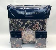 Ralph Lauren Elyse Floral Comforter Shams 3 Pc Set Woven Cotton Eggplant KING