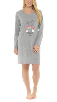 i-Smalls Damen Einhorn super süß Nachthemd Pyjama mit Einhorn rote Augenmaske 8 bis 22