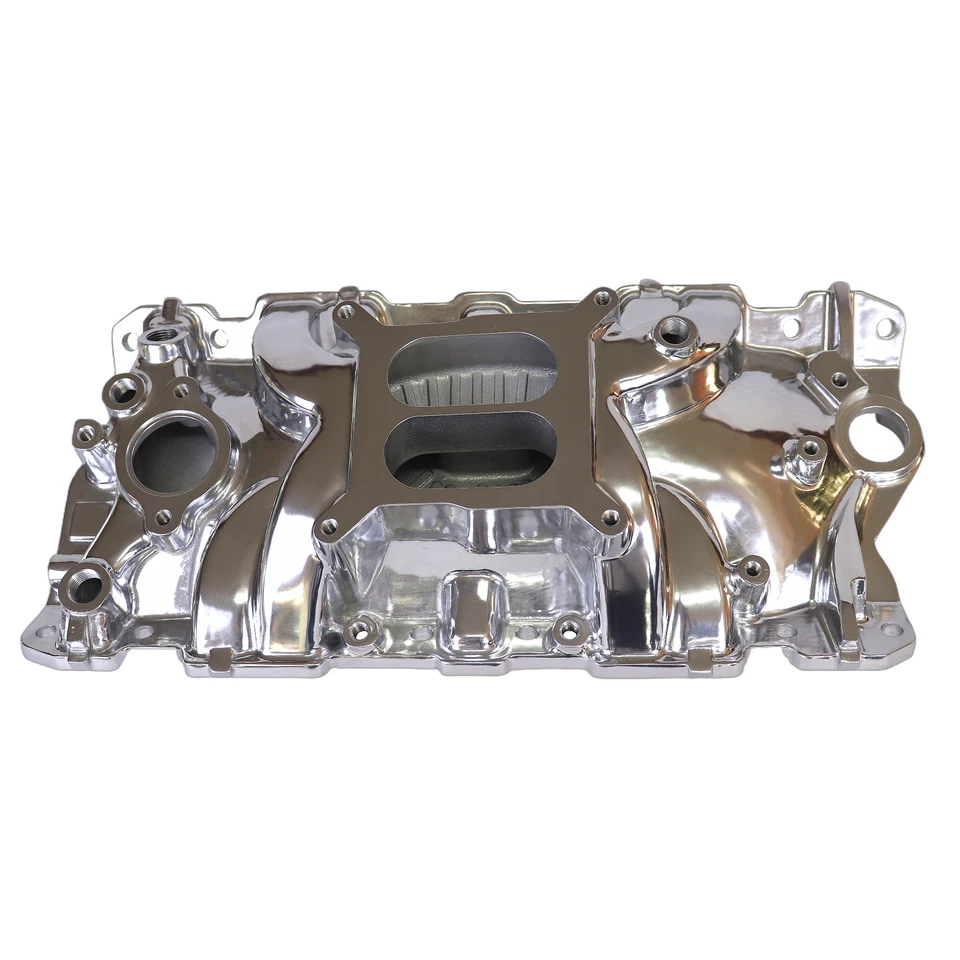 SBC Intake Manifold Performer Dual Plane For Small Block Chevy 55-86 Polished Foto 2 de 4