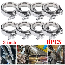 8PCS Exhaust Downpipe 3inch V-band Clamp 3" Flange Kit SS304 stainless Tool