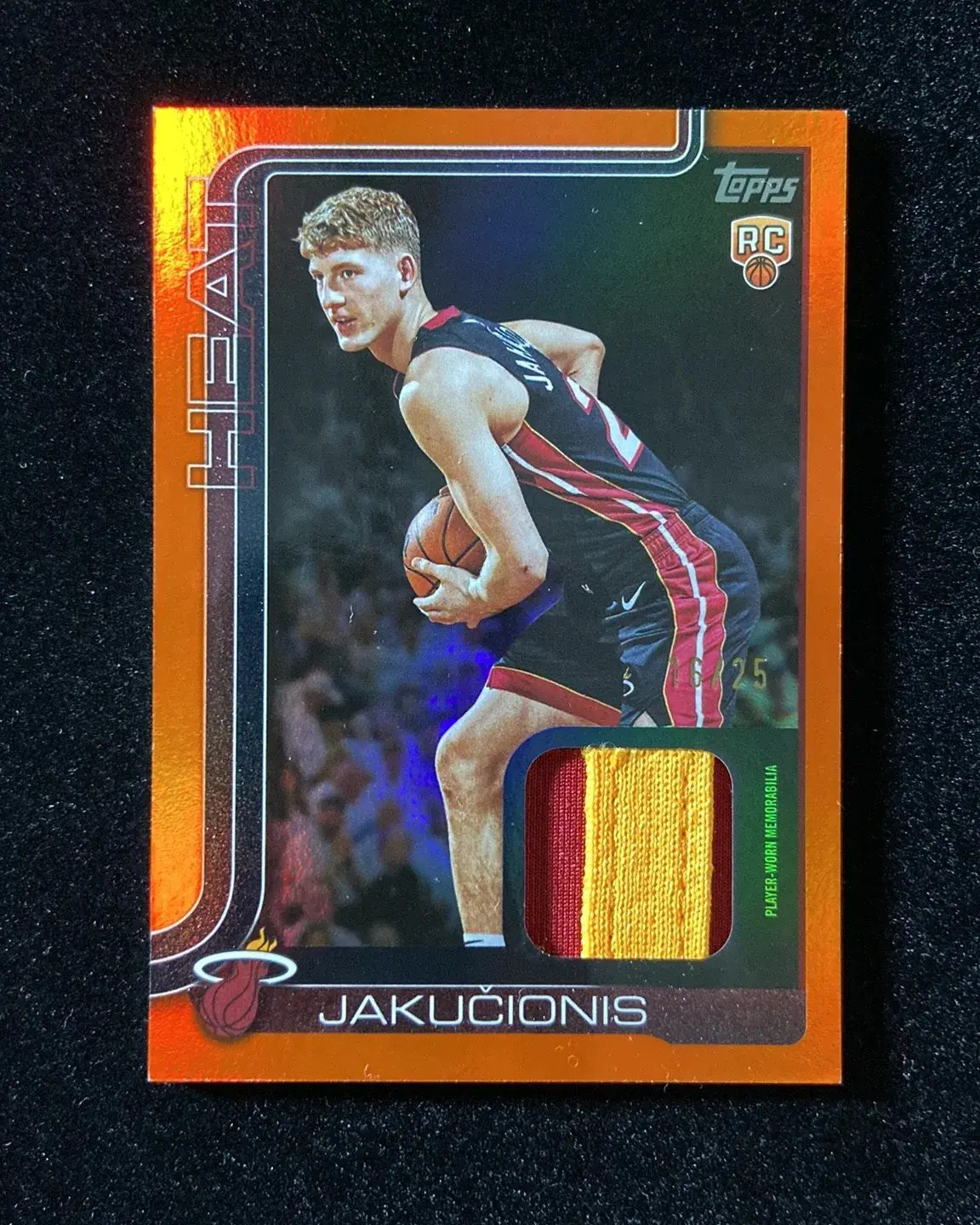 2025-26 Topps Flagship Real One Orange Kasparas Jakucionis RC Relic 16/25 HD