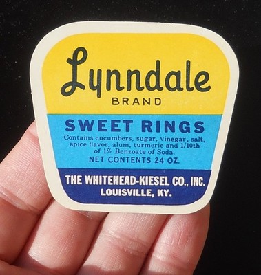 1940s BOTTLE LABEL Lynndale Sweet Rings The Whitehead-Kiesel Co. Louisville KY