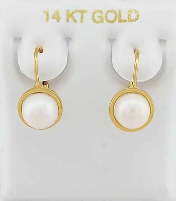 ECHTE 7 mm PERLEN OHRHÄNGER MASSIV 14K GOLD - Gratis Zertifikat Gutachten
