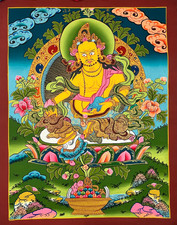 Original Jambhala (Zambala) Thangka - handgemalt in Nepal, 45x60