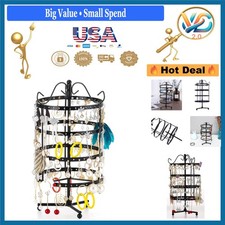Black Metal Rotating Earring Organizer Stand 144 Holes Jewelry Display