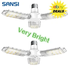 2 pcs 3300LM LED Garage Lights Adjustable 30W=300W Deformable Ceiling Fixture