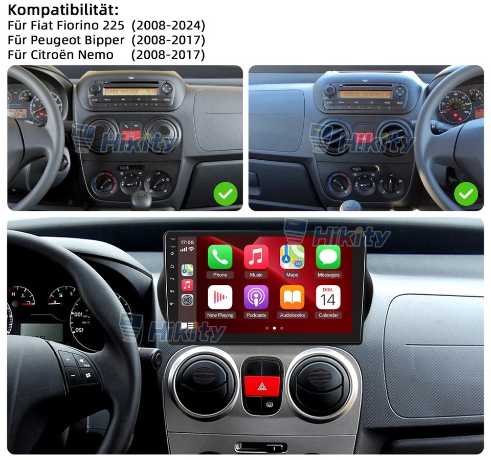 8Core Android 15 Radio Für Fiat Fiorino 225 Citroen Nemo Navi CarPlay RDS WIFI - Bild 2 von 4