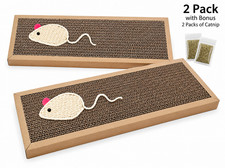 2 Pack Cat Scratcher Pads 14" Corrugated Cardboard Boards w Catnip
