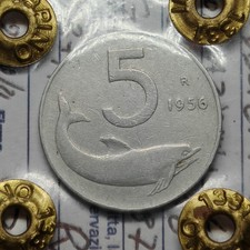 5 Lire 1956 Delfino RARO MB+/qBB, Repubblica Italiana Italia