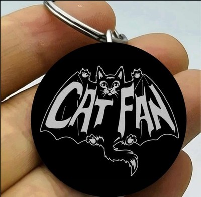 Kitty Cat Pet Animal Fan Cat Horror Art Stainless Keychain Scary Handmade Cute