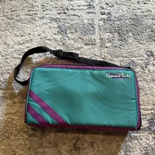 Vintage Game Tote Carrying Case Teal Purple Organizer Storage Bag 15x9x4 Classic