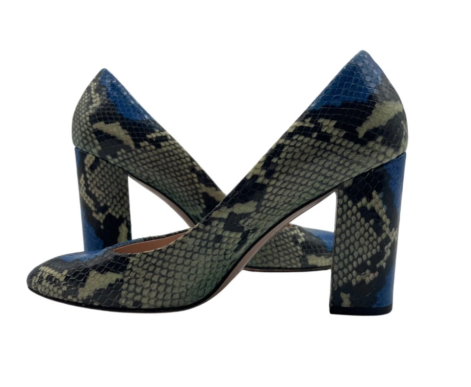 Tacones Kate Spade azul piel de serpiente punta redondeada talla 7 Foto 4 de 4
