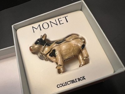 Monet Trinket Box Cow Collectible Enamel Keepsake