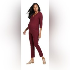 The nines by Hatch Burgundy Maternity Jumpsuit Size Medium