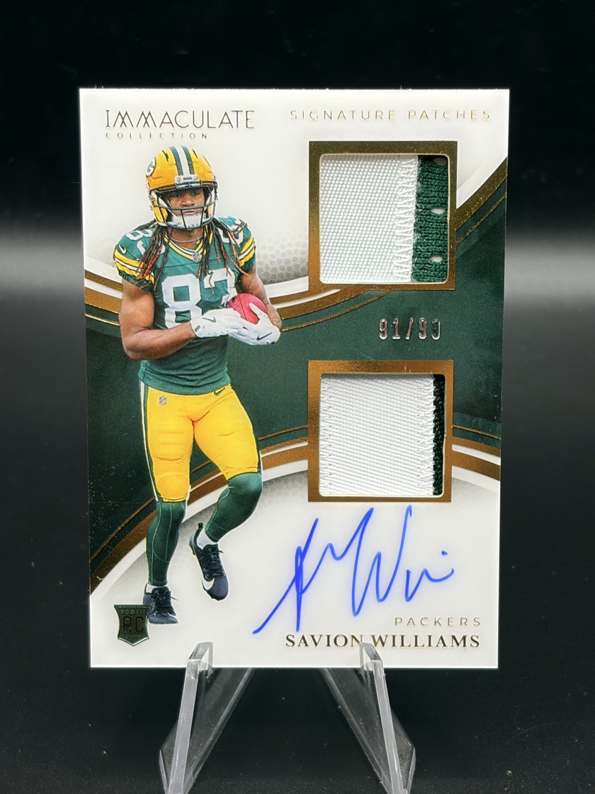 2025 Panini Immaculate Savion Williams RC Dual Patch Auto #’d 91/99 Green Bay