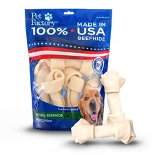 100 Made in USA Beefhide Dog Chews   6  7" Knotted Rawhide Bones for Dogs, Na...