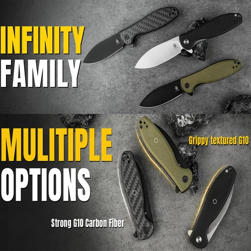 Kizer Infinity Drop Point Folding Knife Nitro-V Blade G10/Carbon Fiber Handle