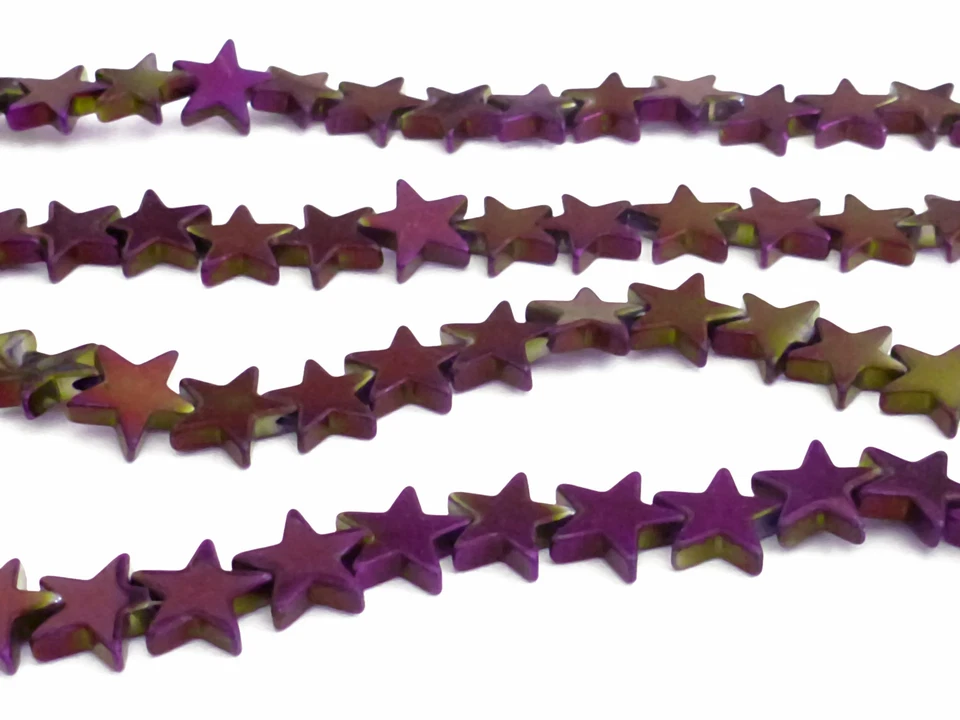 Hämatitperlen Stern 8 mm lila Strang ca. 65 Perlen Spacer nenad-design AN595 - Bild 3 von 4