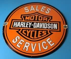 Vintage Harley Davidson Motorcycle Sign - LARGE Gas Pump Porcelain Sign