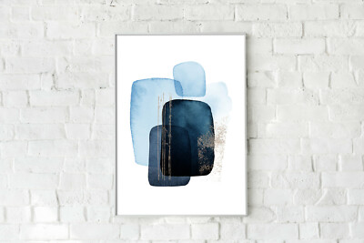 Blau Aquarell Abstrakt Wandbilder, Blau Abstrakt Wandbilder, Abstrakt Deko