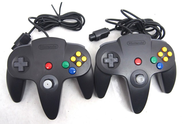 nintendo 64 with 2 controllers