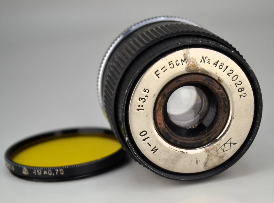 1948 M42 URSS INDUSTAR-10 LENTE AÉREA f3.5/50mm, DE AVIÃO FOTOGUN + FOCO - Imagem 2 de 4