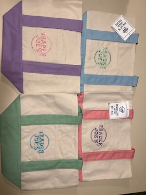 Trader Joe s Limited Edition Pastel  Tote Bag Mini Set Of 4  SHIPS NOW