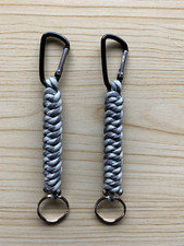 Set of 2, Survival Paracord Lanyard Keychains w/Carabiner - Gray Scale