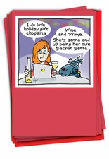12 Funny Greeting Cards Set 5"x7" w/ Envelopes 1 Design, 12 Each Wine And Prime